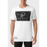 Philipp Plein% 100 Pamuk Loose Fit Taşlı Logolu T Shirt Erkek T SHİRT MTK5082 PJY002N 01