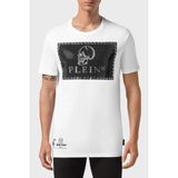 Philipp Plein Pamuk Loose Fit Taşlı Logolu T Shirt Erkek T Shirt MTK5082 PJY002N 01 - Beyaz - 3XL