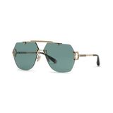 Philipp Plein SPP111 Pleın Sleek 0340 Unisex Güneş Gözlüğü - Altın - Yeşil
