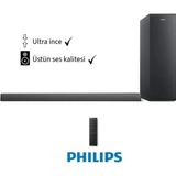 Philips 140Waat Ultra ince Üstün ses kalitesi Dolby Audio 2.1 Kanal-derin bas Ses Sistemi & Soundbar