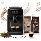 Philips (2 kg Kahve Hediyeli) Tam Otomatik Espresso Makinesi ve Çay Makinesi Avantajlı Set - Dokunmatik Kahve Kontrolü, Klasik Süt Köpürtücü, Çekirdekten Fincana Taze Kahve Keyfi - Siyah