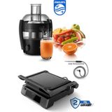 Philips 2200W 8 Ön Ayarlı Programlı 7000 Serisi Dijital Izgara ve Tost Makinesi+ Viva Collection Katı Meyve Sıkacağı+Hassas Mutfak Tartısı - Siyah