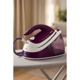Philips 2400W Hızlı Isınan Kompakt Tasarımlı Buhar Kazanlı Ütü - Çizilmez Steamglide Taban, Damlama Önleyici Sistem, Eko Modu ve Güvenli Taşıma Kilidi - Mor - Beyaz