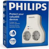 Philips 2’li Akım Korumalı Priz 1140 Joule Aşırı Gerilim Koruyucu