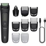 Philips 3000 Serisi 9'u 1 Arada Erkek Bakım Seti Yüz Saç Vücut Sakal Tıraş ve Şekillendirme Makinesi Burun Kulak Tüy Düzeltici - Siyah