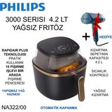 Philips 3000 Serisi NA322/00 4.2 Lt Yağsız Fritöz+Philips Buharlı Düzleştirici Ütü - Siyah - Bakır