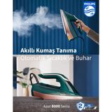 Philips 3000 W Güç, 70 G/dk Sürekli Buhar, 240 G Şok Buhar Azur 8000 Optimaltemp Teknolojisi ile Kumaşa Göre Isı Ayarı Özelliğine Sahip Buharlı Ütü