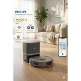 Philips 360 Derece Lazer Haritalama Yapan Akıllı Robot Süpürge 10.000 Pa Emiş Gücü Çift Döner Paspas Sistemi ve Küçük Nesneleri Gören Akıllı Sensörler - Siyah