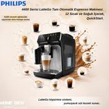 Philips 4400 Serisi Lattego Tam Otomatik Espresso Makinesi, 12 Sıcak ve Soğuk Içecek, Quickstart, EP4446/70 - Siyah - Gri