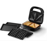 Philips 5000 Serisi 3’ü 1 Arada Tost & Waffle & Panini Makinesi, 750W – Çıkarılabilir Yapışmaz Plakalar, Kesme-Mühürleme, Kompakt Tasarım, Siyah (HD2350/80)