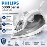 Philips 5000 Serisi Buharlı Ütü, 2400W, 160 G Şok Buhar, Steamglide Plus Taban, DST5010/10 - Açık Beyaz - Gri