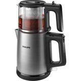 Philips 5000 Serisi Çay Makinesi, 1.8 L Paslanmaz Çelik Su Isıtıcı, 0.9 L Cam Demlik, 1900W Hızlı Isıtma, Otomatik Sıcak Tutma Özellikli Elektrikli Çayc - İnox - Siyah