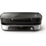 Philips 5000 Serisi Elektrikli Izgara 2400W, Aroma Infüzörü ve Tütsüleyici, 5 Sıcaklık Ayarı, HD6212/90 - Siyah - Gümüş