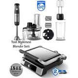 Philips 5000 Serisi Izgara ve Tost Makinesi Inox 2200W 5000 Serisi Philips El Blenderi+Hassas Mutfak Tartısı