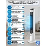 Philips 5000 Serisi Kule Fan - 28 Db Sessiz Soğutma, Aroma Difüzörlü, 60 Derece Salınımlı, Dokunmatik Ekran, Çocuk Kilitli, Doğal Rüzgar Etkili, Kumandalı 40W Enerji Tasarruflu Vantilatör, - Beyaz