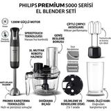 Phılıps 5000 Serisi Premium El Blender Seti, Çırp Doğra Karıştır Hazırla Hepsini Tek Blenderla, Kolay Temizleme 2 Yıl Philips Türkiye Garantili - Siyah