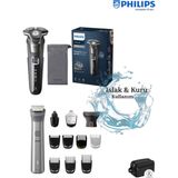 Philips 5000 Serisi Tıraş ve Bakım Seti S5887-MG5940-T Sinekkaydı Tıraş Islak ve Kuru Kullanım, Hassas Düzeltici & Vucüt Traş Makinesi+ Taşıma Çantası - Gri