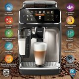 Philips 5400 Serisi Tam Otomatik Espresso Makinesi: Lattego Süt Sistemi, 12 Kahve Çeşidi, Renkli Tft Ekran, 4 Kullanıcı Profili, Ayarlanabilir Seramik Öğütücü, Aquaclean Filtre, Siyah ve Krom.