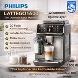 Philips 5500 Serisi Lattego Tam Otomatik Espresso Makinesi + 500 Gr. Kahveçekirdeği Hediye - 47*35*27 CM