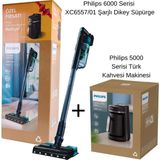 Philips 6000 Serisi Şarjlı Dikey Süpürge - Philips HDA150/61 Inox Türk Kahve Makinesi Hediyeli - Siyah - Yeşil - HEDİYELİ