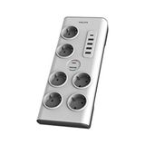 Philips /62 6'lı Akım Korumalı & 5 USB Girişli Prız 900J 2 M 1 x Type C - 4 x Type A - Beyaz