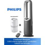 Philips 70 M2 Etki Güçlü Yapay Zekalı Hava Iklimlendirme Cihazı Hem Isıtma Hem Soğutma Fonksiyonlu Polen ve Bakteri Engelleyici + Hava Nemlendirici - Koyu Gri