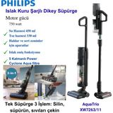 Philips 7000 Serisi Aquatrio XW7263/11 Islak Kuru Şarjlı Dikey Süpürge + Hassas Mutfak Tartısı Hediye - Siyah - Gri - ISLAK KURU TEMİZLİK