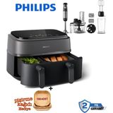 Philips 8 Ön Ayar ile Kullanım Kolaylığı Tavuk, Et, Sebze, Kek, Dondurulmuş Gıda ve Yeniden Isıtma Gibi Mod 6+3 Litre 3000 Serisi Çift Hazneli Airfryer & Fritöz + Philips Blendır - Siyah - Gri