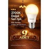 Philips 8W 2700K Doğal Sarı LED Ampul Set – Göz Dostu, Tasarruflu