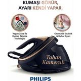 Philips 9 Bar Kumaşı Tanıyan Taban Kameralı Premium Buhar Kazanlı Ütü - 750G Şok Buhar, 3100W Turbo Isınma, Ultra Hafif Dikey Kullanım Imkanı + Tiftik Toplayıcı - Lacivert
