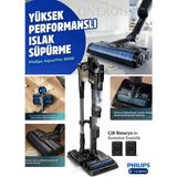 Philips 90 Dk Kesintisiz Temizlik Çift Bataryalı 9000 Serisi Aqua Trio Islak & Kuru ve Mop Özellikli Istasyonlu Dikey Süpürge - Antrasit - Gri