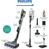 Philips 9000 Serisi Aquatrio Kablosuz Dikey Süpürge, Otomatik Temizleme ve Şarj Istasyonu, Aquaspin Başlık, Powercyclone Aqua, XW9463/11 - Beyaz - Siyah