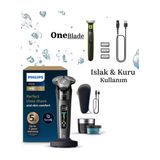 Philips 9000 Serisi Sıfır Tıraş Ve One Blade Islak Ve Kuru Kullanıma Uygun Döner Başlıklı Çelik Bıçaklı Hızlı Şarjlı 3 Parça Erkek B