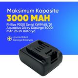 Philips 9000 Serisi XW9465/01 Aquaplus Dikey Süpürge 3000 mAh 25.2 V Batarya – Orjinal Uyumlu Uzun Ömürlü, Yüksek Performans Pil - 1 Adet