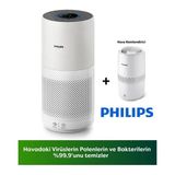 Philips 98 M² Etki Güçlü Wi-Fi Bağlantılı Hava Temizleyici Sigara Dumanı Ve Kötü Kokuları Hızla Süzen Aktif Karbon Filtreli Cihaz +Hava Nemlendirici, Modern Tasarımlı Hassas Mutfak Tartısı Hediye (On