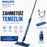 Philips %99.9 Bakteri Giderici Elektrikli Mop Çift Hazneli Akıllı Zemin Temizleyici 360 Derece Oynar Başlıklı Kablosuz Paspas Seti - Mavi