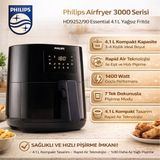 Philips Airfryer Essential L 4.1 Lt Yağsız Fritöz (3000 Serisi )+ Dijital Hassas Mutfak Tartısı Hediye - Siyah