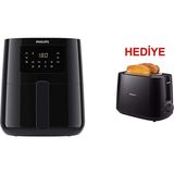 Philips Airfryer L Yeni Nesil Geniş Hazneli Yağsız Hava Fritözü + Ekmek Kızartma Makinesi - Siyah