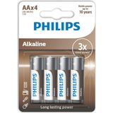Philips Alkalin 4 Adet AA Kalem Pil 1.5V Elektronik Cihazlar İçin Güç Kaynağı