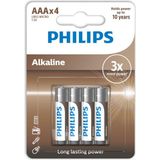 Philips Alkalin 4lü AAA İnce Pil LR03A4B10 Uzun Süreli Güç Sağlayan Elektronik Ürünler İçin