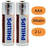 Philips Alkaline AAA İnce Kalem Pil Kartela LR03A12S/10 2 Li