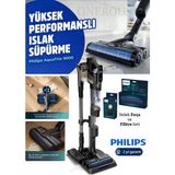 Philips Aqua Trio Islak & Kuru ve Mop Özellikli Kendini Temizleyen Dikey Süpürge +Yedek Filitre ve Fırça Temizlik Seti - Antrasit - Gri