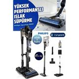 Philips Aqua Trio Serisi 3'ü 1 Arada Dikey Şarjlı Süpürge Siyah 9000 - Mavi