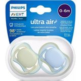 Philips Avent Avent Ultra Air 0-6 Ay Silikon Emzik 2'li Paket Ortodontik Özelliklerle Bebeğinizin Cildini Korur SCF085/21 - 0 - 6 Ay