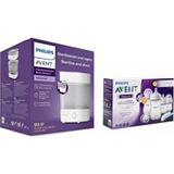 Philips Avent Buharlı Biberon Sterilizatörü ve Yenidoğan Hediye Seti - Beyaz