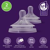 Philips Avent Doğal Tepkili Biberon Emziği 2 Numara SCY962/02 Silikon Malzeme Orta Akış 0+ Ay - 0 - 1 Yaş