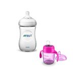 Philips Avent Natural Pp Biberon 260 ml - Cam Değildir. + Avent Eğitici Damlatmaz Bardak Suluk Pembe 200 ml