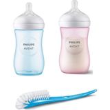 Philips Avent Natural Response Doğal Tepkili Biberon 260ML Mavi 1+ AY+260ML Pembe 1+ Ay + Biberon ve Emzik Fırçası