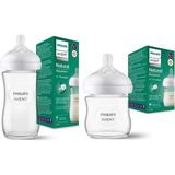 Philips Avent Natural Response Doğal Tepkili Cam Biberon 2'li Set, 120ML + 240ML, 0+ Ay ve 1+ Ay, Bpa Içermez - 001-Renkli