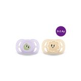 Philips Avent Philips Ultra Start Emzik SCF075/06 Mor-Sarı, 0-2 Ay,Ultra Hafif,Ortodontik,BPA içermeyen Silikon Uç